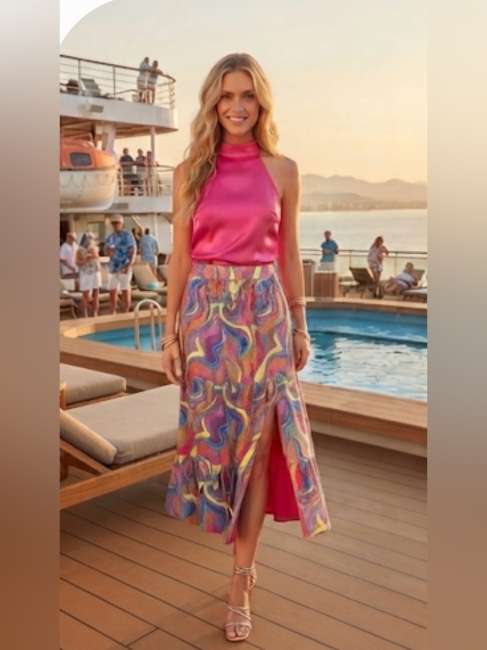 Alden Adair Multicolor Swirl Wonderland Sequin Maxi Skirt, NWT XS & Small Avail